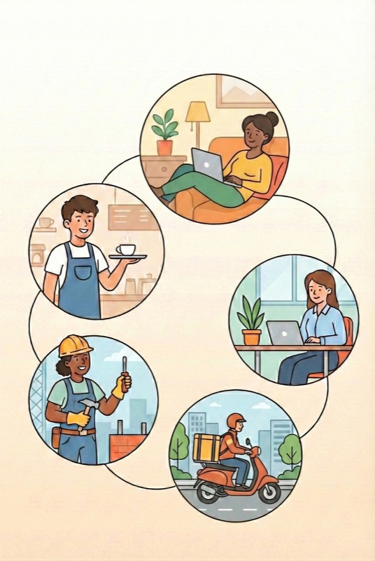 WePayroll App illustration showing shift management